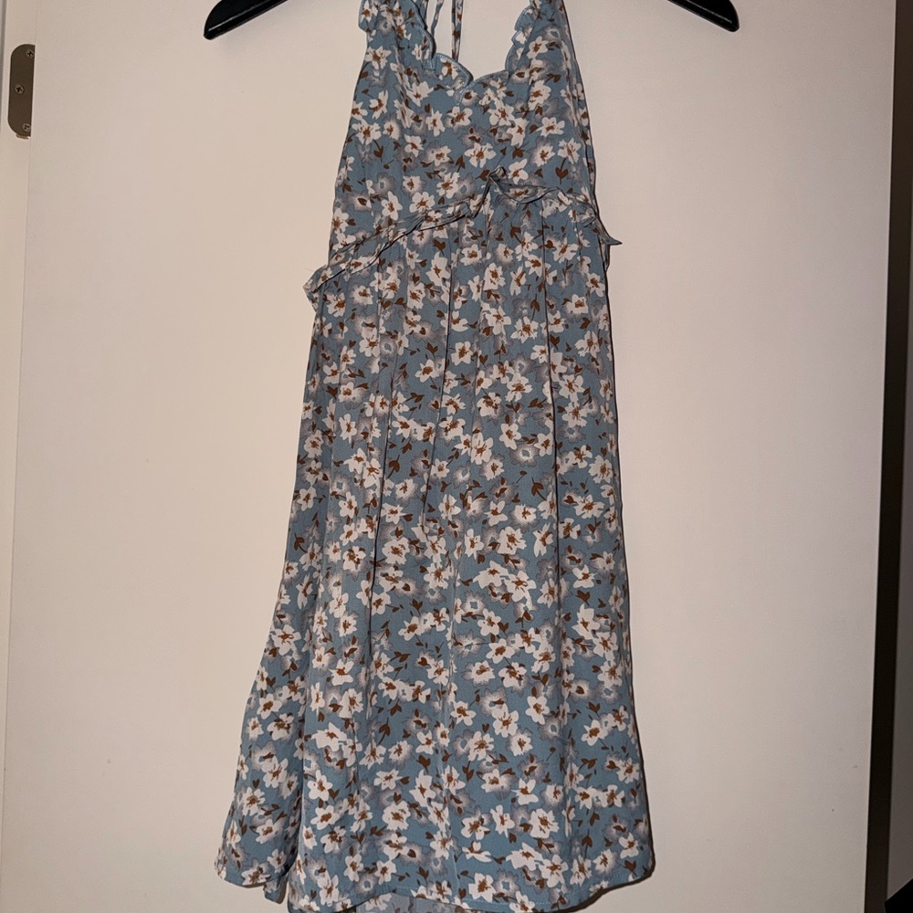 Floral Blue Sleeveless Dress